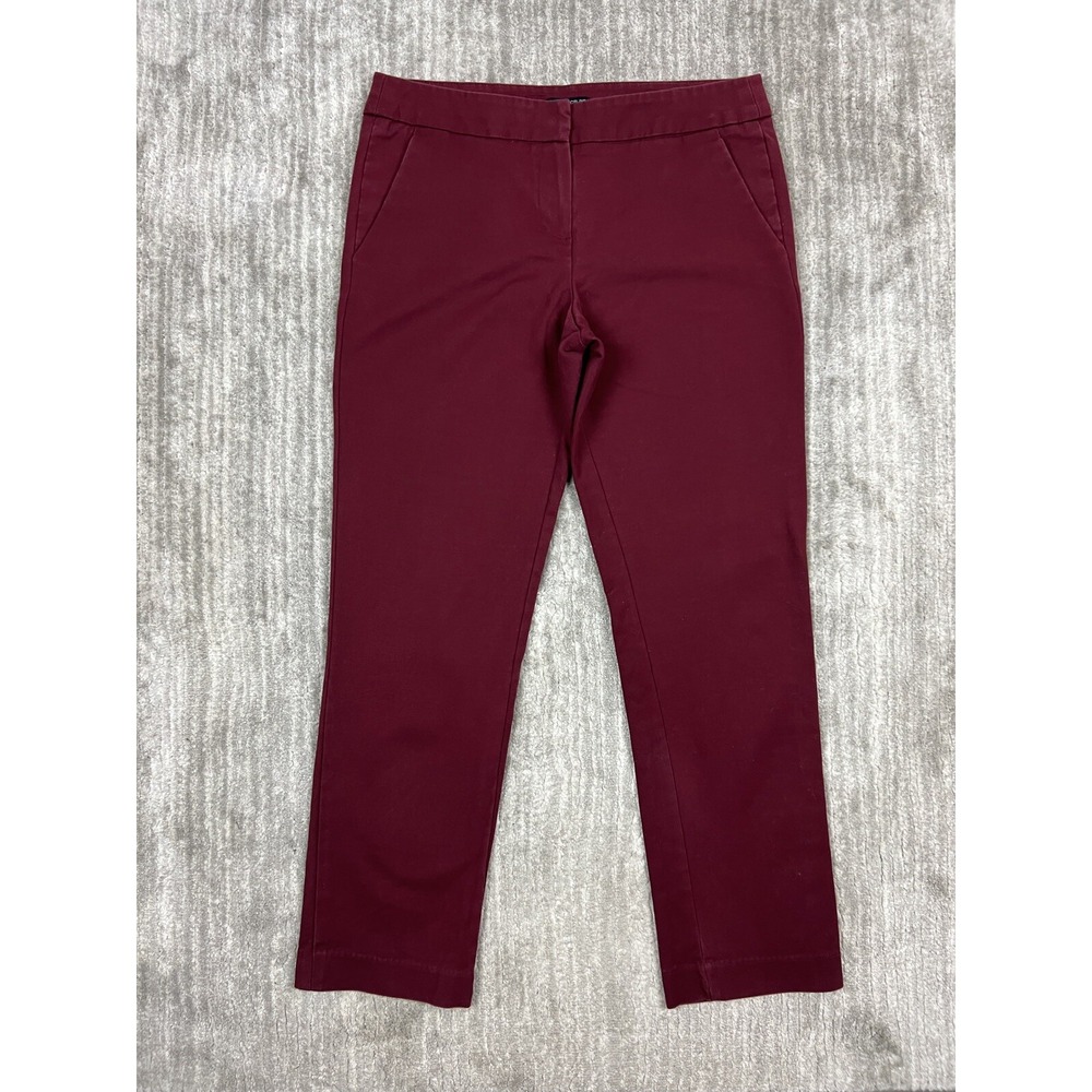 Audrey & Celine Dress Pants Womens 4 Burgundy Straight Leg Mid Rise Workwear